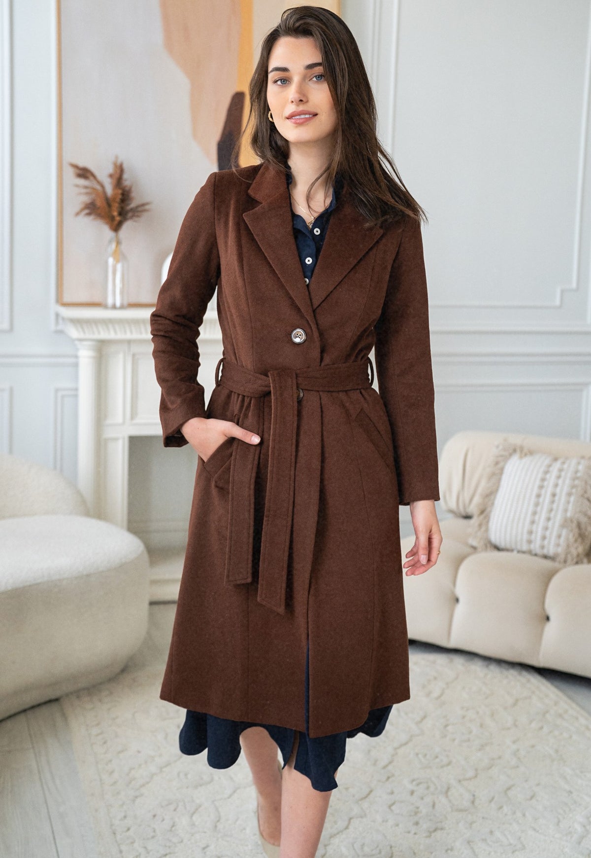 <tc>Manteau en laine Valencia marron</tc>