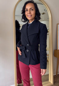 <tc>Manteau en laine bleu marine Bruno </tc>