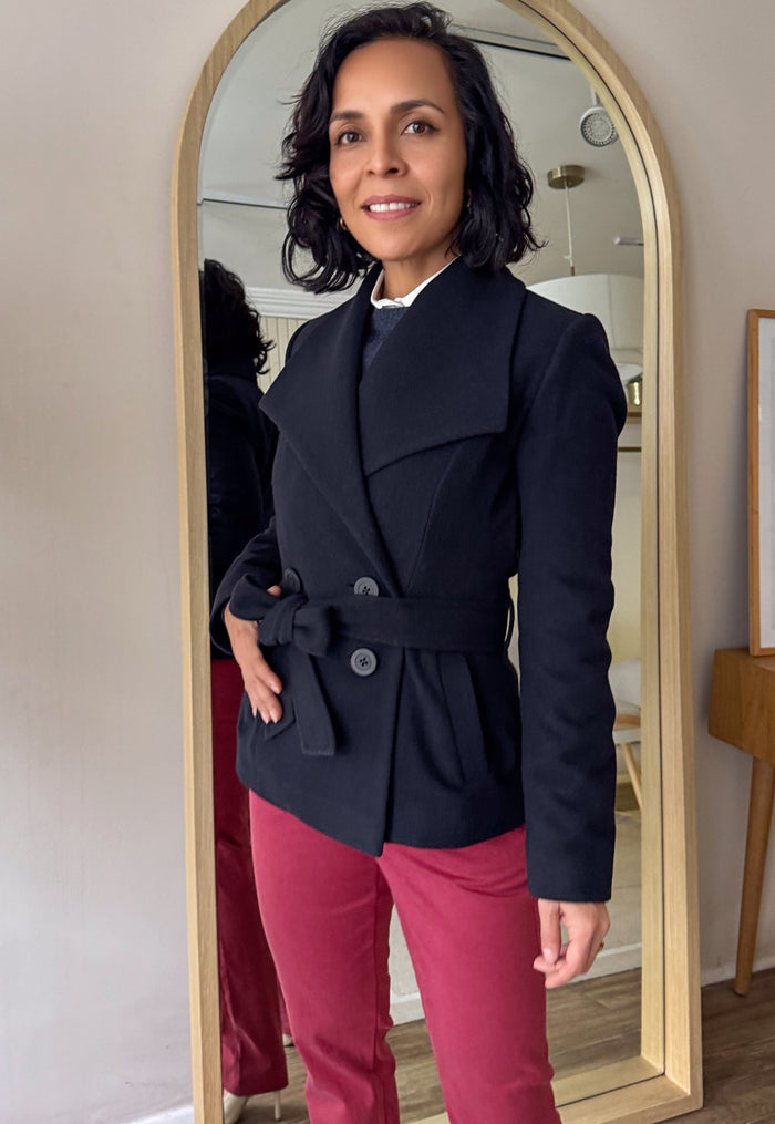 <tc>Manteau en laine bleu marine Bruno </tc>