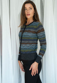 Transfer Multi Color Cardigan Charcoal