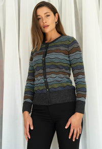 Transfer Multi Color Cardigan Charcoal