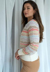 Transfers Multi Color Cardigan Ivory