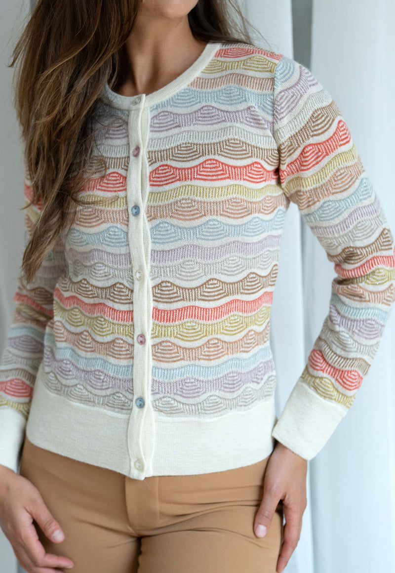 Transfers Multi Color Cardigan Ivory