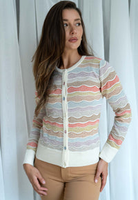 Transfers Multi Color Cardigan Ivory